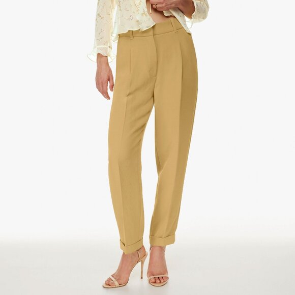 New Aritzia Dashwood Pleated Crepe Trouser Sandy Beige 4 $148 - Picture 2 of 9